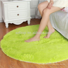 alfombra redonda de alfombra de pelo largo de microfibra verde dormitorio